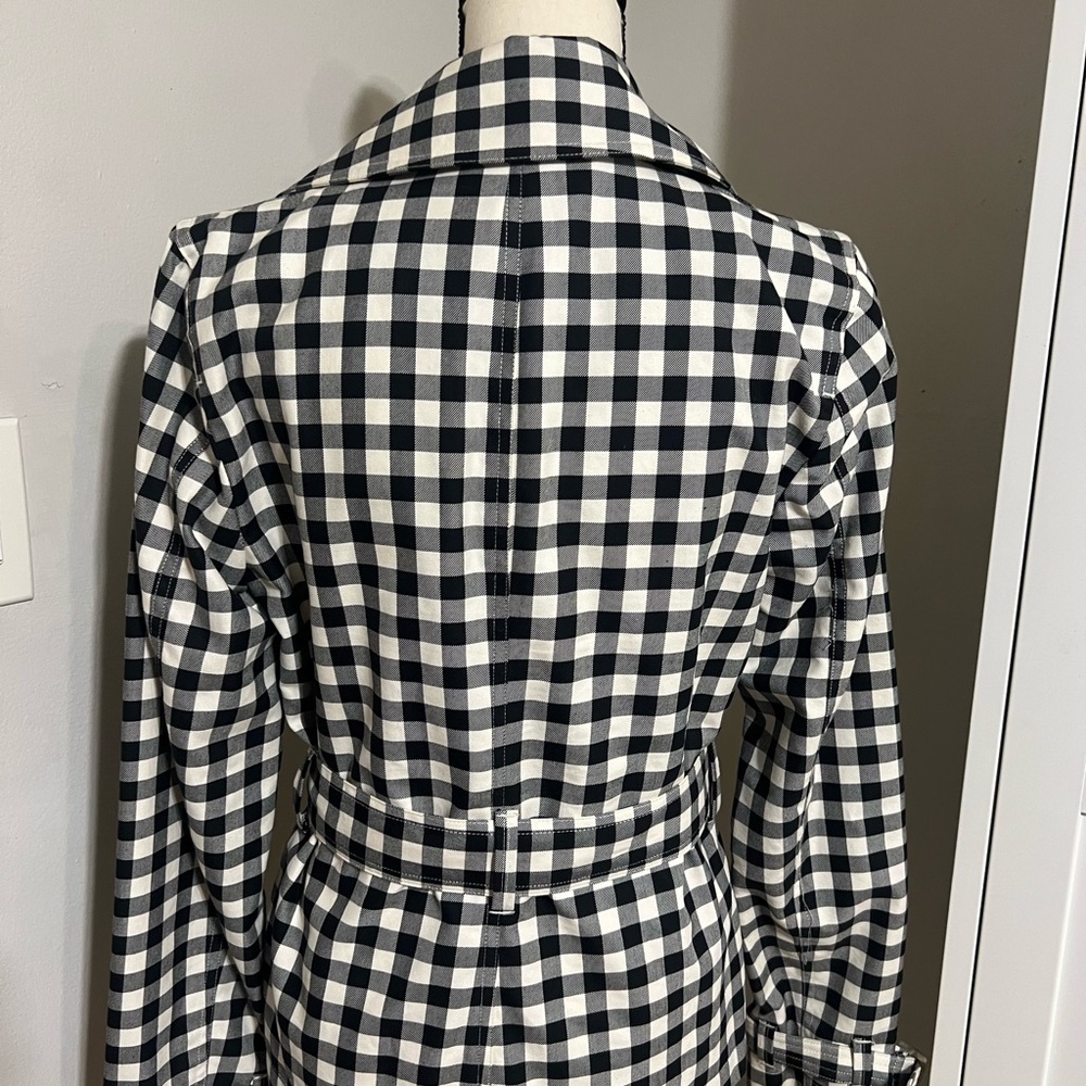 Ralph Lauren Gingham Trench Coat in Black and White - Picture 5 of 10